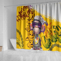 Graffiti Monkey Shower Curtain with Hip Hop Sunglasses and Gold Chain Design - Wonder Print Shop