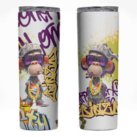 Graffiti Monkey Skinny Tumbler with Hip Hop Sunglasses and Gold Chain Design - Wonder Print Shop