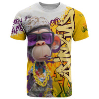 Graffiti Monkey T Shirt with Hip Hop Sunglasses and Gold Chain Design - Wonder Print Shop