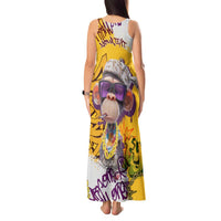 Graffiti Monkey Tank Maxi Dress with Hip Hop Sunglasses and Gold Chain Design - Wonder Print Shop