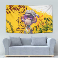 Graffiti Monkey Tapestry with Hip Hop Sunglasses and Gold Chain Design - Wonder Print Shop