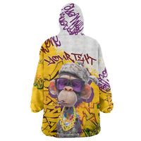 Graffiti Monkey Wearable Blanket Hoodie with Hip Hop Sunglasses and Gold Chain Design - Wonder Print Shop