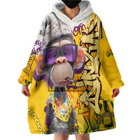 Graffiti Monkey Wearable Blanket Hoodie with Hip Hop Sunglasses and Gold Chain Design - Wonder Print Shop