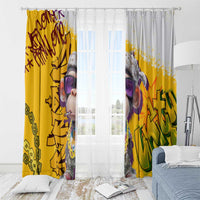 Graffiti Monkey Window Curtain with Hip Hop Sunglasses and Gold Chain Design - Wonder Print Shop