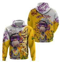 Graffiti Monkey Zip Hoodie with Hip Hop Sunglasses and Gold Chain Design - Wonder Print Shop
