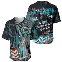 Street Art Liberty Baseball Jersey with Graffiti Print and Cartoon Statue of Liberty - Wonder Print Shop