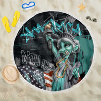 Street Art Liberty Beach Blanket with Graffiti Print and Cartoon Statue of Liberty - Wonder Print Shop