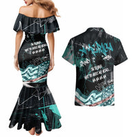 Street Art Liberty Couples Matching Mermaid Dress and Hawaiian Shirt with Graffiti Print and Cartoon Statue of Liberty - Wonder Print Shop