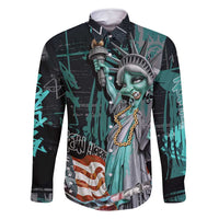 Street Art Liberty Family Matching Long Sleeve Bodycon Dress and Hawaiian Shirt with Graffiti Print and Cartoon Statue of Liberty - Wonder Print Shop