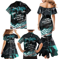 Street Art Liberty Family Matching Mermaid Dress and Hawaiian Shirt with Graffiti Print and Cartoon Statue of Liberty - Wonder Print Shop