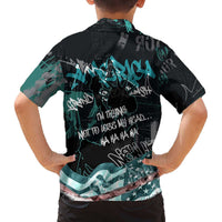Street Art Liberty Family Matching Off The Shoulder Long Sleeve Dress and Hawaiian Shirt with Graffiti Print and Cartoon Statue of Liberty - Wonder Print Shop