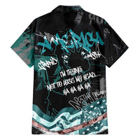 Street Art Liberty Family Matching Off The Shoulder Long Sleeve Dress and Hawaiian Shirt with Graffiti Print and Cartoon Statue of Liberty - Wonder Print Shop