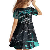 Street Art Liberty Family Matching Off Shoulder Maxi Dress and Hawaiian Shirt with Graffiti Print and Cartoon Statue of Liberty - Wonder Print Shop