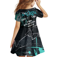 Street Art Liberty Family Matching Short Sleeve Bodycon Dress and Hawaiian Shirt with Graffiti Print and Cartoon Statue of Liberty - Wonder Print Shop