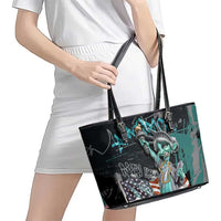 Street Art Liberty Leather Tote Bag with Graffiti Print and Cartoon Statue of Liberty - Wonder Print Shop