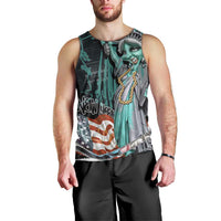 Street Art Liberty Men Tank Top with Graffiti Print and Cartoon Statue of Liberty - Wonder Print Shop