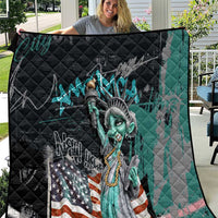 Street Art Liberty Quilt with Graffiti Print and Cartoon Statue of Liberty - Wonder Print Shop