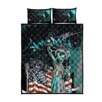 Street Art Liberty Quilt Bed Set with Graffiti Print and Cartoon Statue of Liberty - Wonder Print Shop