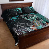 Street Art Liberty Quilt Bed Set with Graffiti Print and Cartoon Statue of Liberty - Wonder Print Shop
