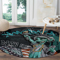 Street Art Liberty Round Carpet with Graffiti Print and Cartoon Statue of Liberty - Wonder Print Shop