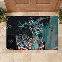Street Art Liberty Rubber Doormat with Graffiti Print and Cartoon Statue of Liberty - Wonder Print Shop