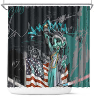 Street Art Liberty Shower Curtain with Graffiti Print and Cartoon Statue of Liberty - Wonder Print Shop