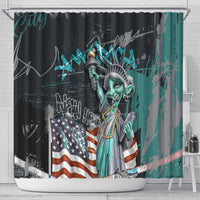 Street Art Liberty Shower Curtain with Graffiti Print and Cartoon Statue of Liberty - Wonder Print Shop