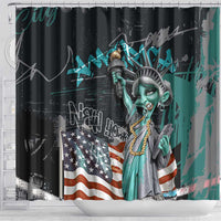 Street Art Liberty Shower Curtain with Graffiti Print and Cartoon Statue of Liberty - Wonder Print Shop