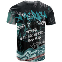 Street Art Liberty T Shirt with Graffiti Print and Cartoon Statue of Liberty - Wonder Print Shop