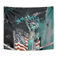 Street Art Liberty Tapestry with Graffiti Print and Cartoon Statue of Liberty - Wonder Print Shop
