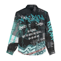 Street Art Liberty Women Casual Shirt with Graffiti Print and Cartoon Statue of Liberty - Wonder Print Shop