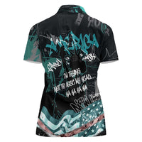 Street Art Liberty Women Polo Shirt with Graffiti Print and Cartoon Statue of Liberty - Wonder Print Shop