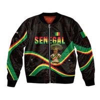 Senegal Tribal Pattern Bomber Jacket Baobab Character and Red Yellow Green Flag Theme Design - Wonder Print Shop