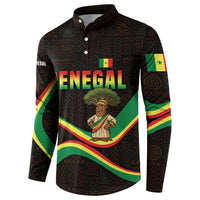 Senegal Tribal Pattern Button Sweatshirt Baobab Character and Red Yellow Green Flag Theme Design - Wonder Print Shop
