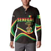 Senegal Tribal Pattern Button Sweatshirt Baobab Character and Red Yellow Green Flag Theme Design - Wonder Print Shop