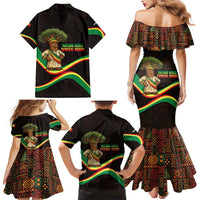 Senegal Tribal Pattern Family Matching Mermaid Dress and Hawaiian Shirt Baobab Character and Red Yellow Green Flag Theme Design - Wonder Print Shop