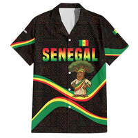 Senegal Tribal Pattern Family Matching Off The Shoulder Long Sleeve Dress and Hawaiian Shirt Baobab Character and Red Yellow Green Flag Theme Design - Wonder Print Shop