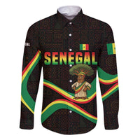 Senegal Tribal Pattern Family Matching Off The Shoulder Long Sleeve Dress and Hawaiian Shirt Baobab Character and Red Yellow Green Flag Theme Design - Wonder Print Shop