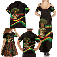 Senegal Tribal Pattern Family Matching Summer Maxi Dress and Hawaiian Shirt Baobab Character and Red Yellow Green Flag Theme Design - Wonder Print Shop