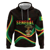 Senegal Tribal Pattern Hoodie Baobab Character and Red Yellow Green Flag Theme Design - Wonder Print Shop