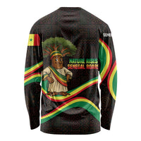 Senegal Tribal Pattern Long Sleeve Shirt Baobab Character and Red Yellow Green Flag Theme Design - Wonder Print Shop
