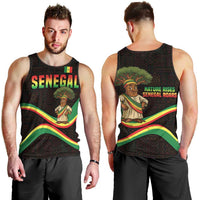 Senegal Tribal Pattern Men Tank Top Baobab Character and Red Yellow Green Flag Theme Design - Wonder Print Shop