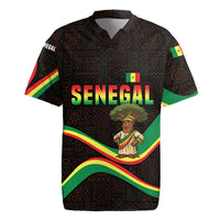 Senegal Tribal Pattern Rugby Jersey Baobab Character and Red Yellow Green Flag Theme Design - Wonder Print Shop