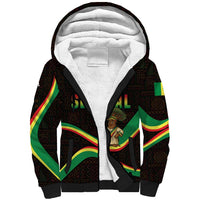 Senegal Tribal Pattern Sherpa Hoodie Baobab Character and Red Yellow Green Flag Theme Design - Wonder Print Shop