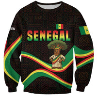 Senegal Tribal Pattern Sweatshirt Baobab Character and Red Yellow Green Flag Theme Design - Wonder Print Shop