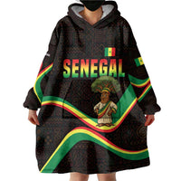 Senegal Tribal Pattern Wearable Blanket Hoodie Baobab Character and Red Yellow Green Flag Theme Design - Wonder Print Shop