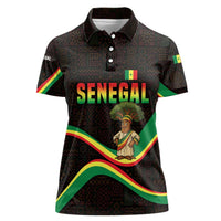Senegal Tribal Pattern Women Polo Shirt Baobab Character and Red Yellow Green Flag Theme Design - Wonder Print Shop