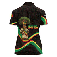 Senegal Tribal Pattern Women Polo Shirt Baobab Character and Red Yellow Green Flag Theme Design - Wonder Print Shop