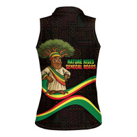 Senegal Tribal Pattern Women Sleeveless Polo Shirt Baobab Character and Red Yellow Green Flag Theme Design - Wonder Print Shop