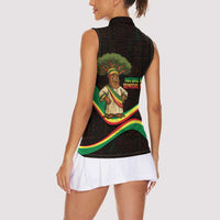 Senegal Tribal Pattern Women Sleeveless Polo Shirt Baobab Character and Red Yellow Green Flag Theme Design - Wonder Print Shop